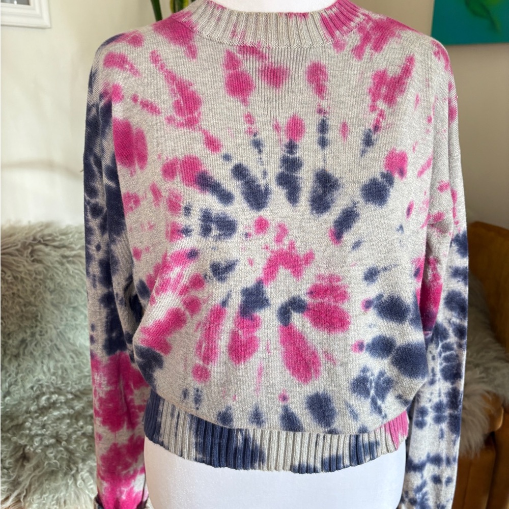 Aqua Pink and Gray Knit Sweater